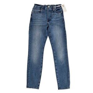 Good American Good Waist Crop distressed medium wash indigo 139 jeans size 2/26